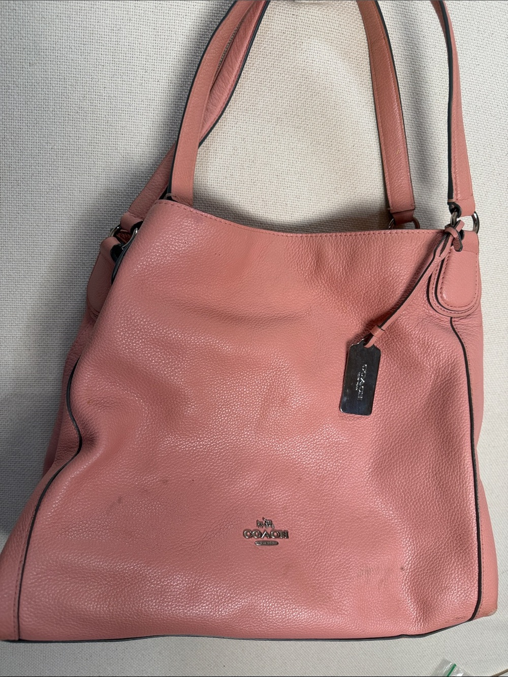 Coach Women's Pebbled Leather Shoulder Bag in Dusty Pink